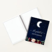 Waterverf Sky Moon Stars Floral Sketchbook Notitieboek (Binnen)