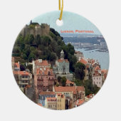 Waterverf Skyline van Lissabon Keramisch Ornament (Voorkant)