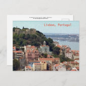Waterverf Skyline van Lissabon Portugal Briefkaart (Voorkant / Achterkant)