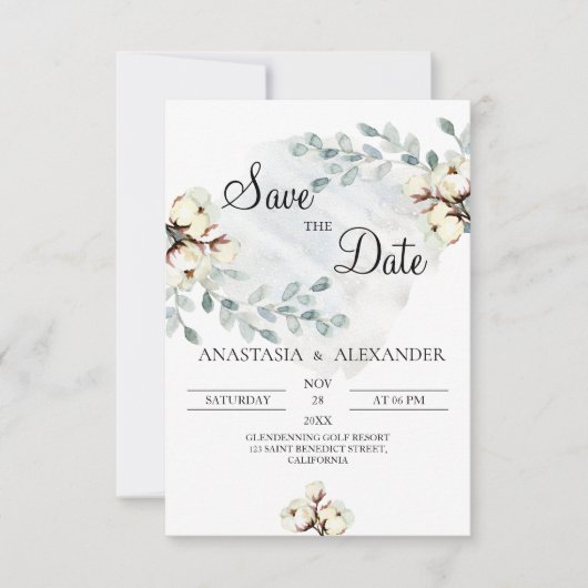 Waterverf Sla de datum op. De datum opslaan Save The Date (Voorkant)