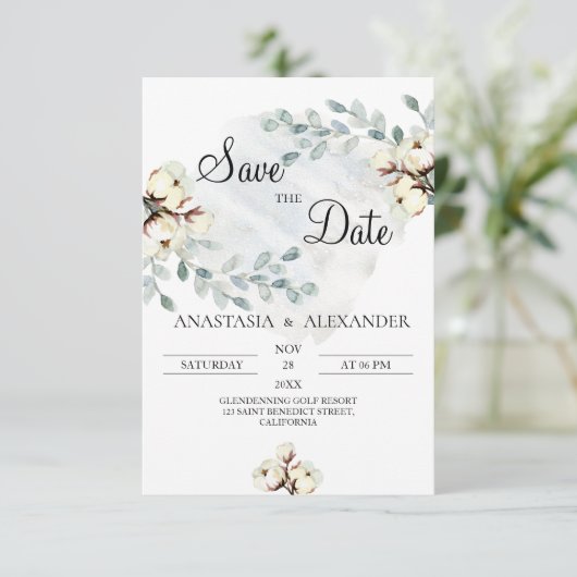 Waterverf Sla de datum op. De datum opslaan Save The Date (Staand voorkant)