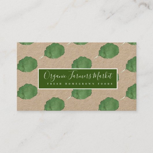 Waterverf sla Greenery Farmers Market Fresh Visitekaartje (Voorkant)