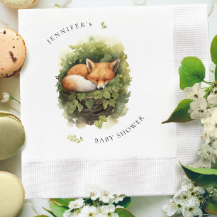 Waterverf Slaande Vos Babyborrel Servet