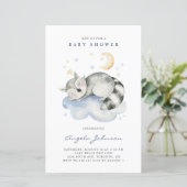 Waterverf Slaapend Raccoon Baby shower Uitnodiging (Staand voorkant)