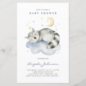 Waterverf Slaapend Raccoon Baby shower Uitnodiging (Voorkant)
