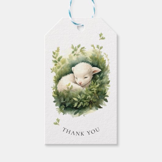 Waterverf Slaaplam Baby shower Cadeaulabel (Voorkant)