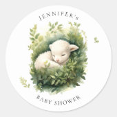 Waterverf Slaaplam Baby shower Ronde Sticker (Voorkant)