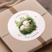 Waterverf Slaaplam Baby shower Ronde Sticker