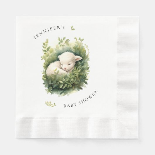 Waterverf Slaaplam Baby shower Servet (Voorkant)