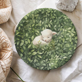Waterverf Slaaplam groen Baby shower Papieren Bordje