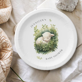 Waterverf Slaaplam groen Baby shower Papieren Bordje