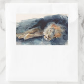 Waterverf slaapleeuw rechthoekige sticker (Tas)