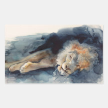 Waterverf slaapleeuw