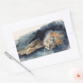 Waterverf slaapleeuw rechthoekige sticker (Envelop)