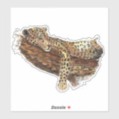 Waterverf slaapstand Restende luipaard Sticker (Vel)