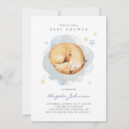 Waterverf Slaapvos Het is een Baby shower van een  Kaart