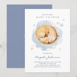 Waterverf Slaapvos Het is een Baby shower van een  Kaart