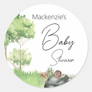 Waterverf Slak in het Park Baby shower Ronde Sticker