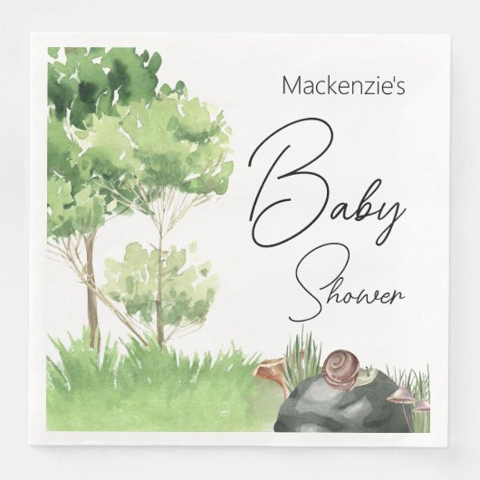 Waterverf Slak in het Park Baby shower Servet (Voorkant)