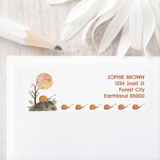 Waterverf slak Natuur landschap retouradres Etiket (Insitu)