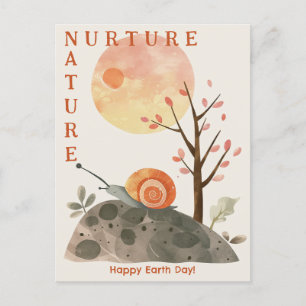 Waterverf Slak Nurture Natuur Happy Earth Day Briefkaart