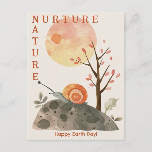 Waterverf Slak Nurture Natuur Happy Earth Day Briefkaart (Voorkant)