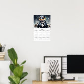 Waterverf Slang met Tuxedo 2025 Wandkalender Poster (Thuiskantoor)