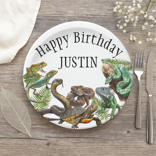 Waterverf Slang Verjaardag Reptiel Papieren Bordje