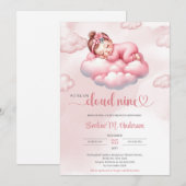 Waterverf slapen baby meisje cloud negen kaart (Voorkant / Achterkant)