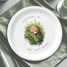 Waterverf Slapen Beer Baby shower Papieren Bordje