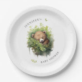 Waterverf Slapen Beer Baby shower Papieren Bordje (Voorkant)