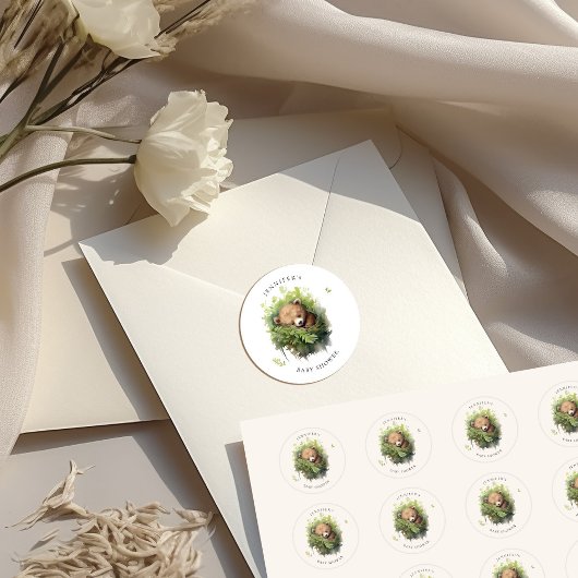 Waterverf Slapen Beer Baby shower Ronde Sticker