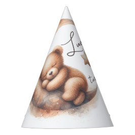 Waterverf Slapen Beige Bruin Beer op de Maan Feesthoedjes