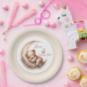 Waterverf Slapen Bruin Beer op de Maan Papieren Bordje (Feest)