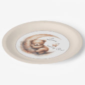 Waterverf Slapen Bruin Beer op de Maan Papieren Bordje (Gekanteld)