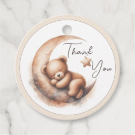 Waterverf Slapen Bruin Beige Beer op de Maan Bedankjes Labels