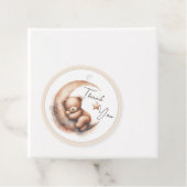 Waterverf Slapen Bruin Beige Beer op de Maan Bedankjes Labels (In situ)