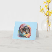 Waterverf Slapen Dachshund Blank Wenskaart Kaart (Gele Bloem)