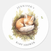 Waterverf Slapen Fox Groen Baby shower Ronde Sticker (Voorkant)