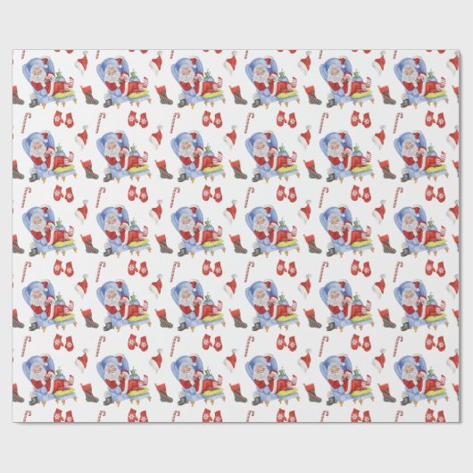 Waterverf Slapen Santa Hand geschilderd Cadeaupapier (Vlak)