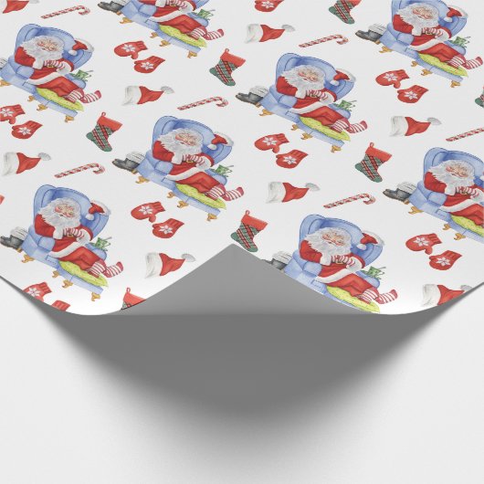 Waterverf Slapen Santa Hand geschilderd Cadeaupapier (Hoek)