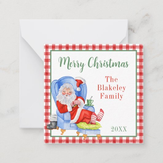 Waterverf Slapen Santa Kerstmis Gift Enclosure Notitiekaartje (Voorkant)