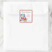 Waterverf Slapen Santa Kerstmis Gift Enclosure Vierkante Sticker (Tas)