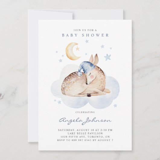 Waterverf Slapend Deer Het is een Baby shower van  Kaart (Voorkant)