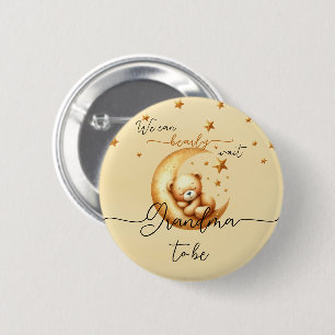 Waterverf slapende beer op maan oma-in-spe ronde button 5,7 cm