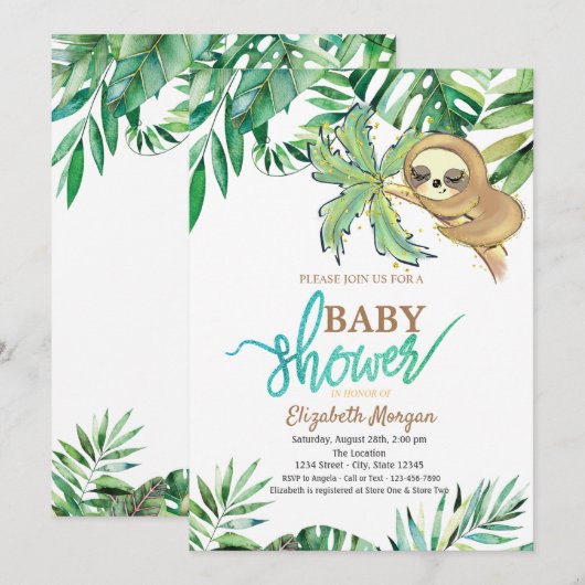 Waterverf Slapende Zomer Baby shower Kaart (Voorkant / Achterkant)