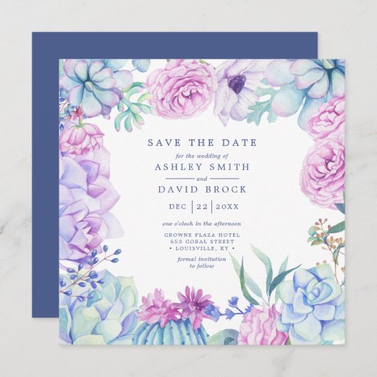 Waterverf Slapt afbraakproduct met de datum op Save The Date (Voorkant / Achterkant)