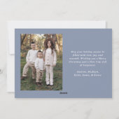 Waterverf Slate Blue Gingham Kerstfoto Feestdagenkaart (Achterkant)