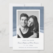 Waterverf Slate Blue Ombre Wedding Save the Date Kaart (Voorkant)