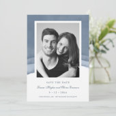 Waterverf Slate Blue Ombre Wedding Save the Date Kaart (Staand voorkant)